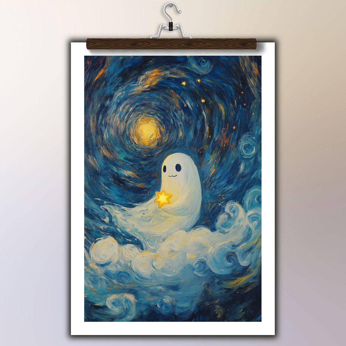Amazon.com: GSPQAZ Smiling Ghost with Star Canvas Print - Playful